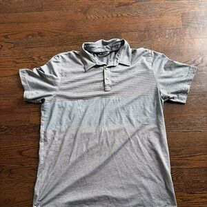 Travis Mathew Men's Light Gray Polo with Subtle Horizontal Texture